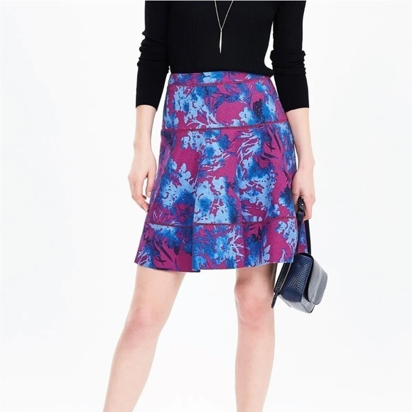 Banana Republic Dresses & Skirts - Banana Republic Blue and‎ Hot Pink Floral Print Skirt Size 2